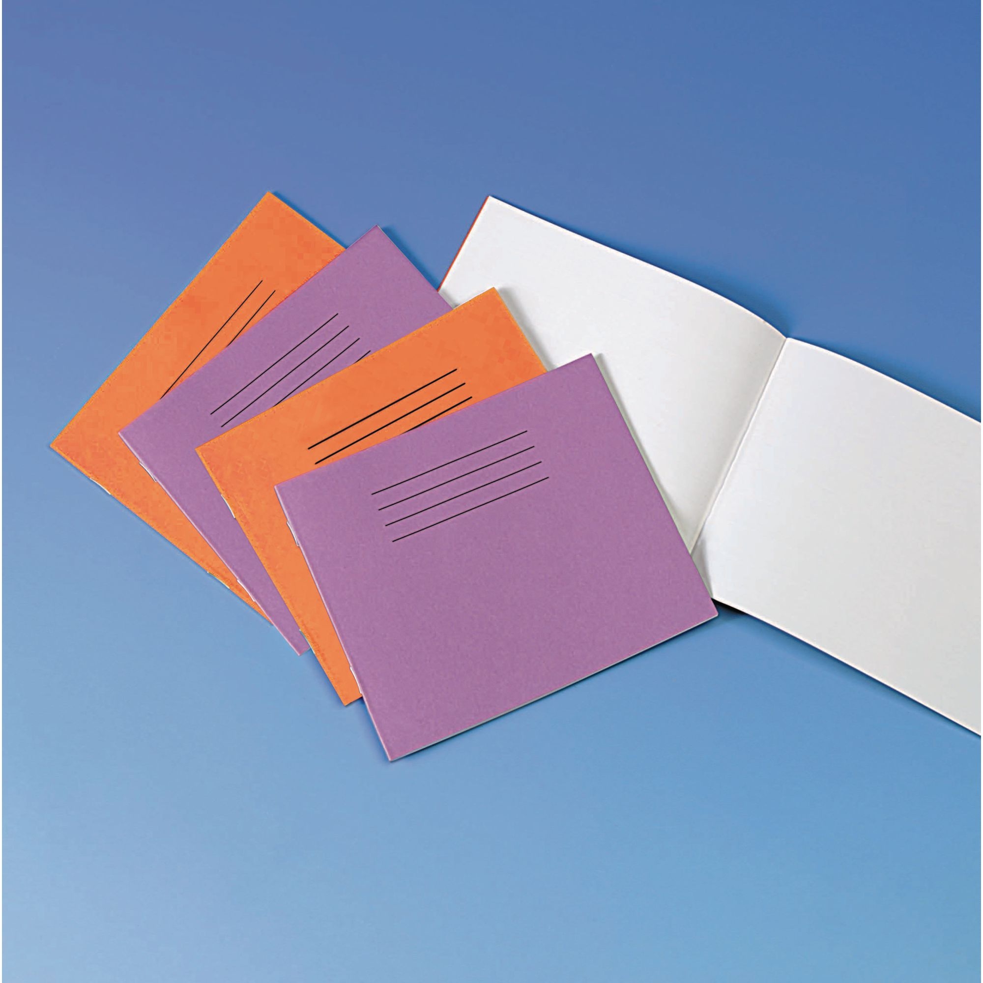 Orange 5.25x6.5" Exercise Book 24-Page, Plain - Pack of 100